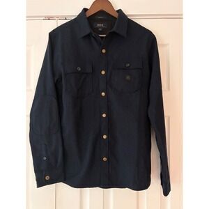 Roark Revival Nordsman Navy Blue Wool Blend Flannel Shirt Mens Small Classic Fit